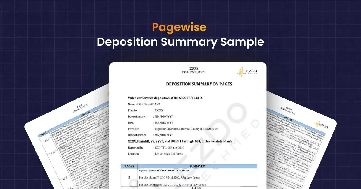 Chronological Deposition Summary Sample LezDo TechMed